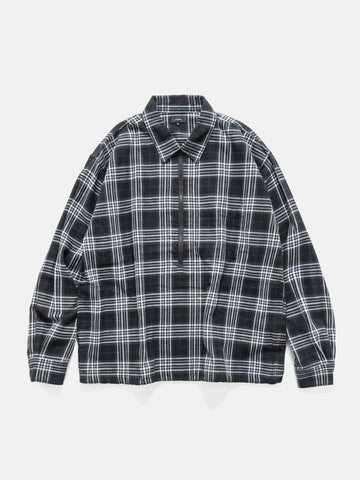 BEAMS Half Zip Pullover Shirt Black Check, Shirts