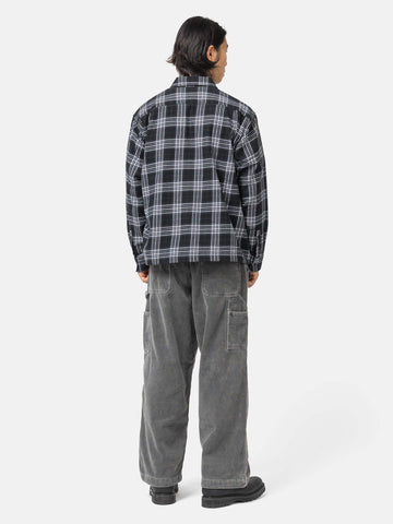 BEAMS Half Zip Pullover Shirt Black Check, Shirts