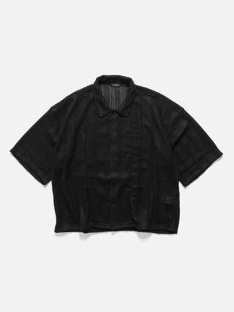 BEAMS Mesh Open Collar Shirt Black, Shirts