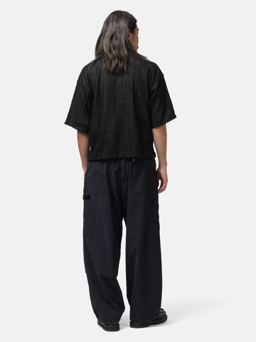 BEAMS Mesh Open Collar Shirt Black, Shirts