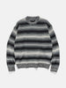 BEAMS Mesh Stripe Crew Neck Black, Sweaters