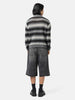 BEAMS Mesh Stripe Crew Neck Black, Sweaters
