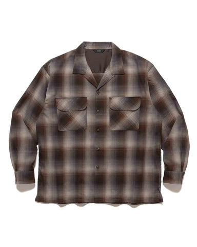 BEAMS Ombre Open Collar Flannel Shirt Brown, Shirts