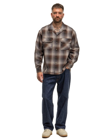 BEAMS Ombre Open Collar Flannel Shirt Brown, Shirts