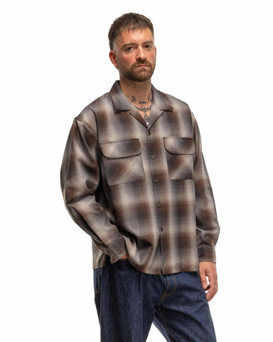 BEAMS Ombre Open Collar Flannel Shirt Brown, Shirts