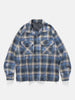 BEAMS Ombre Check Open Collar Shirt Navy, Shirts