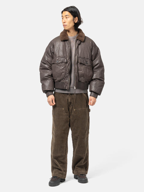 BEAMS Short Down G1 Leather Jacket Dark Brown, Bomber Jackets