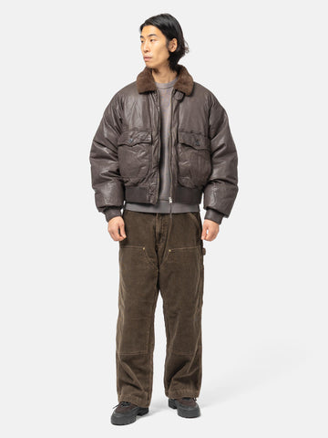 BEAMS Short Down G1 Leather Jacket Dark Brown, Bomber Jackets