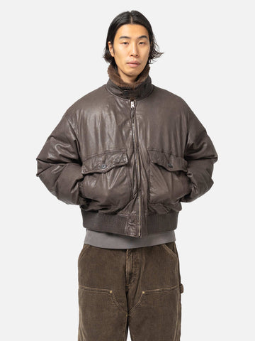 BEAMS Short Down G1 Leather Jacket Dark Brown, Bomber Jackets
