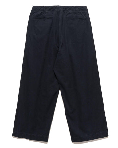 BEAMS Wide Chino Trousers Navy, Bottoms