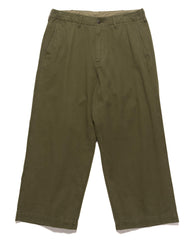 BEAMS Wide Chino Trousers Olive, Bottoms