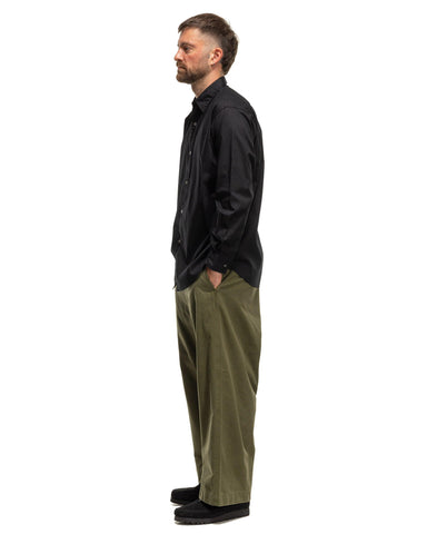 BEAMS Wide Chino Trousers Olive, Bottoms