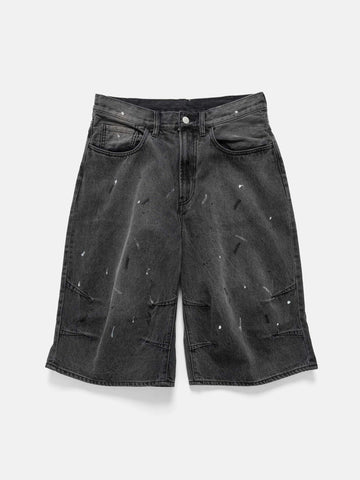 BEAMS Wide Denim Three Quarter Pants Black Used, Shorts
