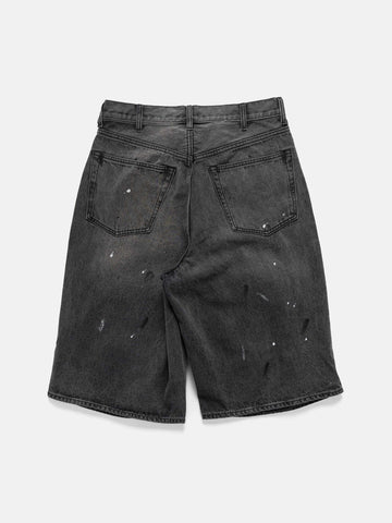 BEAMS Wide Denim Three Quarter Pants Black Used, Shorts