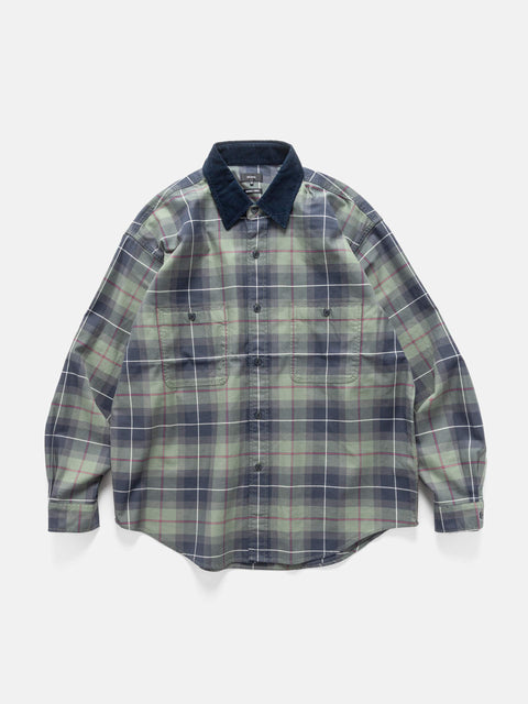 BEAMS Work Check Shirt Olive, Shirts