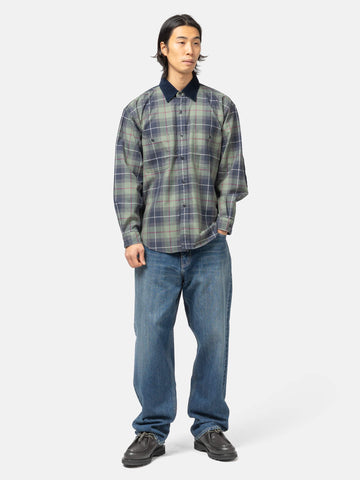 BEAMS Work Check Shirt Olive, Shirts