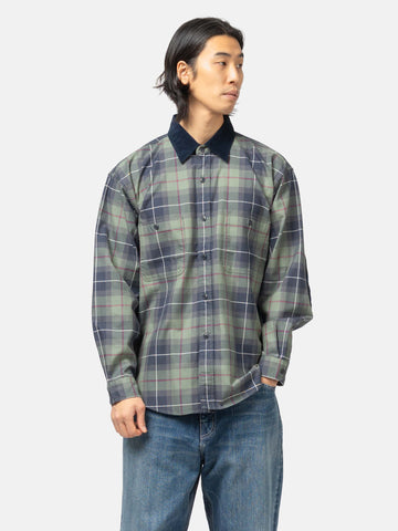 BEAMS Work Check Shirt Olive, Shirts