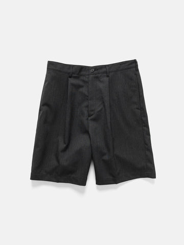 Batoner Summer Wool One Tuck Shorts Charcoal, Shorts