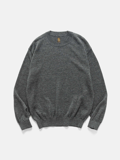 Batoner Washed High Count Linen Crew Neck Charcoal, Sweaters