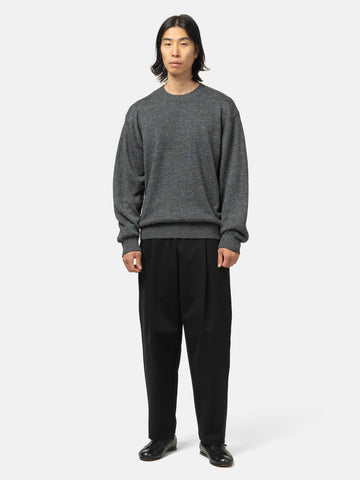 Batoner Washed High Count Linen Crew Neck Charcoal, Sweaters