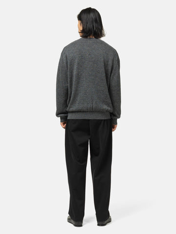 Batoner Washed High Count Linen Crew Neck Charcoal, Sweaters