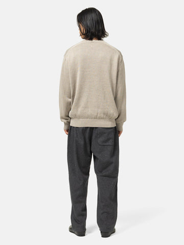 Batoner Washed High Count Linen Crew Neck Natural, Sweaters