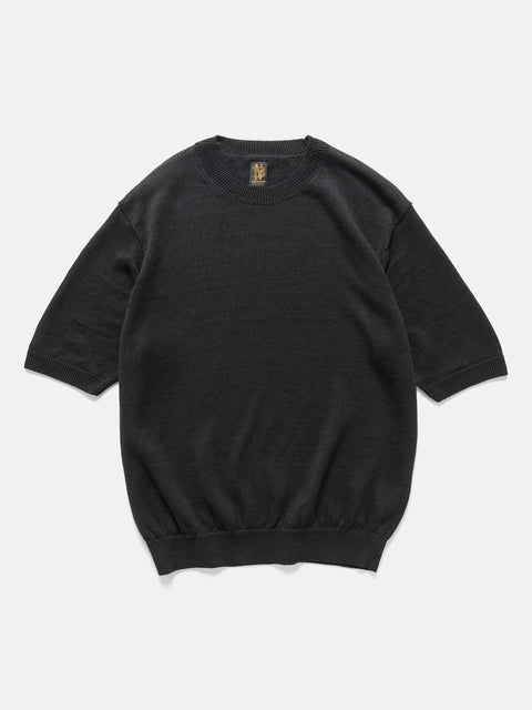 Batoner Washed High Count Linen Crew Neck Short Sleeve Black, T-Shirts