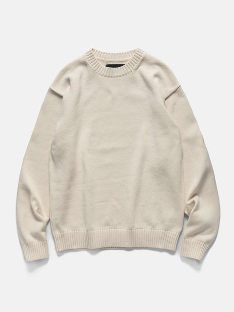 The A by BEAMS 5 Gauge Suvin Crew Neck Off White, Sweaters