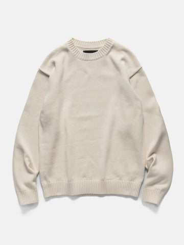 The A by BEAMS 5 Gauge Suvin Crew Neck Off White, Sweaters