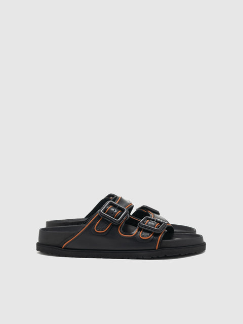 BIRKENSTOCK 1774 Arizona Leather Buckle Black, Mules