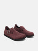 Three quarter view of the BIRKENSTOCK 1774 London Suede Deep Burgundy