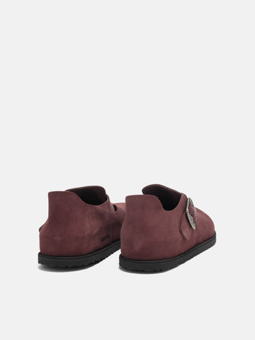 Rear view of the BIRKENSTOCK 1774 London Suede Deep Burgundy