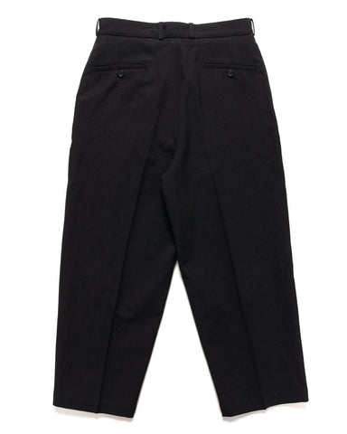 blurhms Rough Wool Gabardine Trousers Black Navy, Bottoms