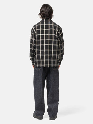 blurhms Silk/Cotton Plaid Military Shirt Black x Ivory, Shirts