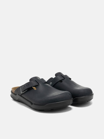Birkenstock Boston Rugged Oiled Leather Black, Mules