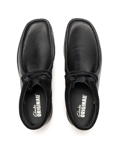 Clarks Originals Wallabee Scout Black Leather, Footwear