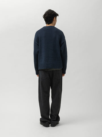 Cale Cotton Hand-Knit Sweater Navy, Sweaters