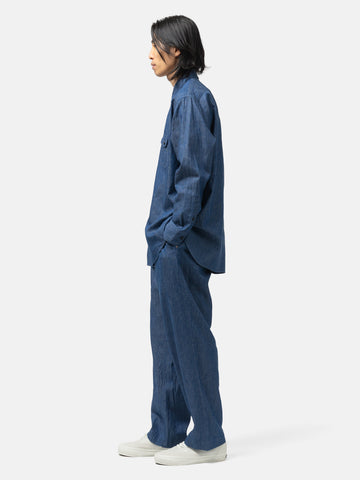 Cale Cotton-Linen-Ramie Denim Pant Blue, Pants