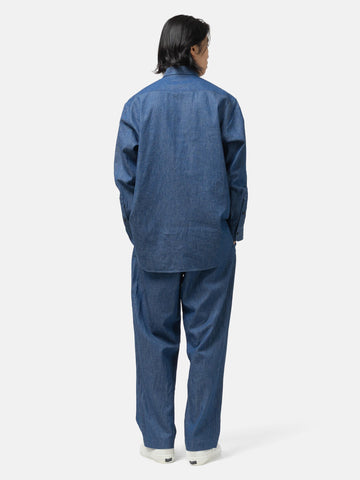 Cale Cotton-Linen-Ramie Denim Pant Blue, Pants