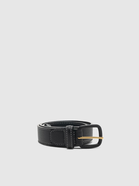 Cale Covered Buckle Belt Cowhide Black, Belts