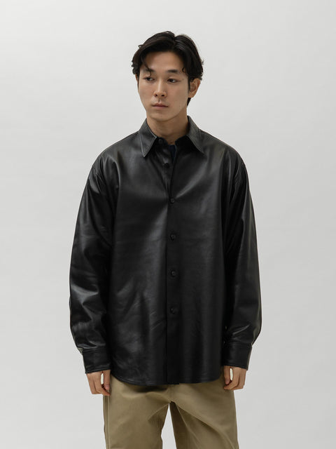 Cale Lamb Leather Shirt Black, Shirts