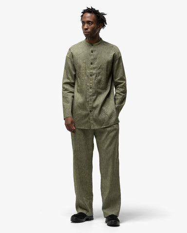 Cale Linen Wool Light Garment Dye Shirt Green, Shirts