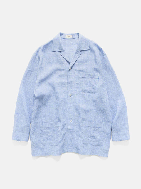 Cale Water Twisted Linen Glen Check LS Shirt White/Blue, Shirts