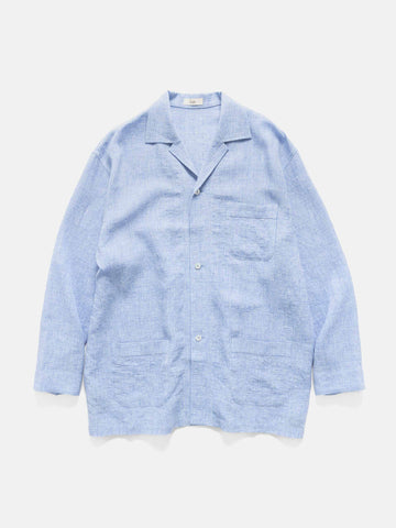 Cale Water Twisted Linen Glen Check LS Shirt White/Blue, Shirts