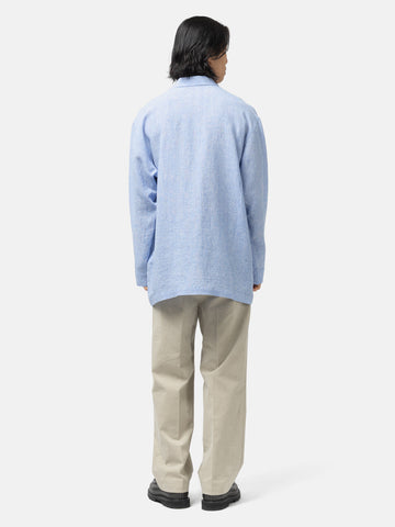Cale Water Twisted Linen Glen Check LS Shirt White/Blue, Shirts