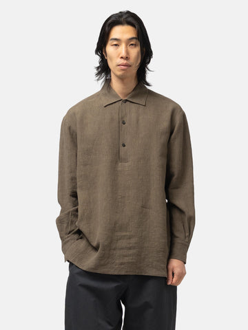 Cale Water Twisted Linen LS Shirt Brown, Shirts