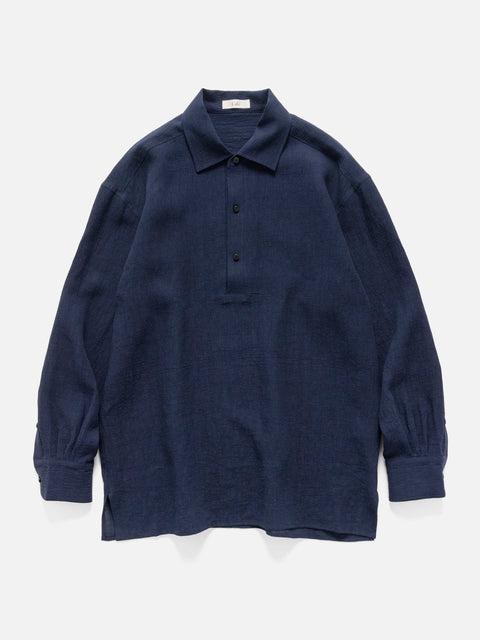 Cale Water Twisted Linen LS Shirt Navy, Shirts