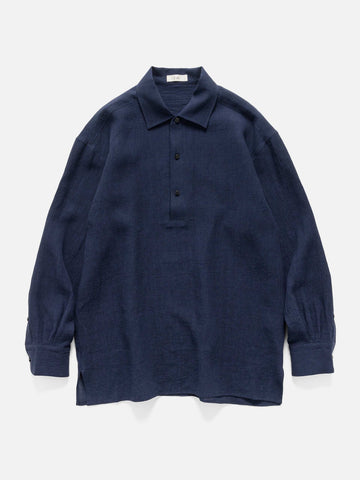 Cale Water Twisted Linen LS Shirt Navy, Shirts