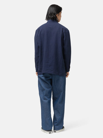 Cale Water Twisted Linen LS Shirt Navy, Shirts