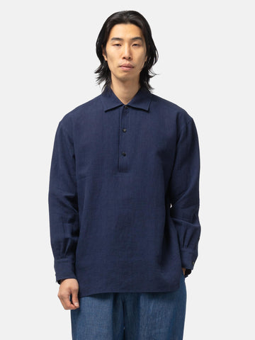 Cale Water Twisted Linen LS Shirt Navy, Shirts